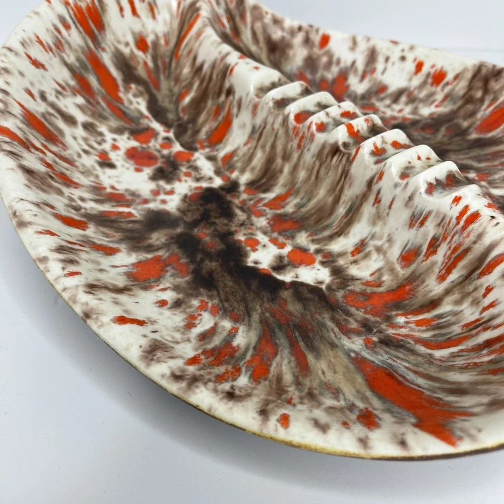 Mid Century‎ Retro Boomerang Large Table Ashtray Atomic Speckled Geometric Vtg